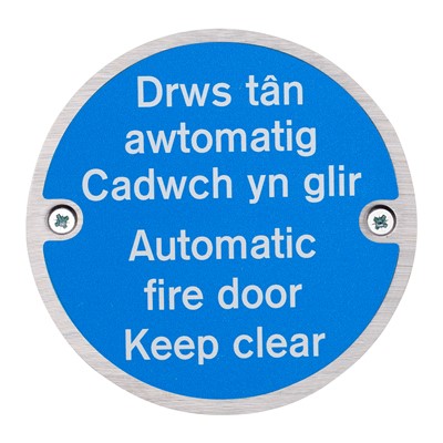 Automatic Fire Door Keep Clear Fire Sign - Bi-Lingual - Welsh/English - Pack of 10