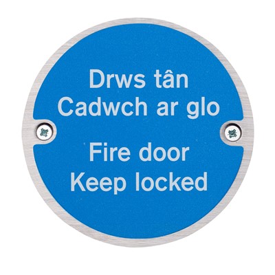 Fire Door Keep Locked Fire Sign - Bi-Lingual - Welsh/English - Pack of 10