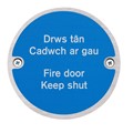 Image of Fire Door Keep Shut Fire Sign - Bi-Lingual - Welsh/English - Pack of 10