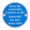 Image of Automatic Fire Door Keep Clear Fire Sign - Bi-Lingual - Welsh/English - Pack of 10