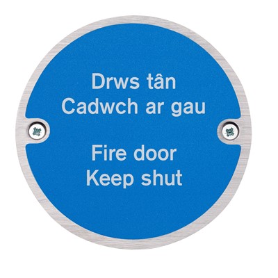 Fire Door Keep Shut Fire Sign - Bi-Lingual - Welsh/English - Pack of 10